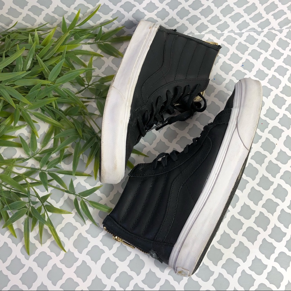 Vans leather sk8 hi zipper back sneaker sz 6.5